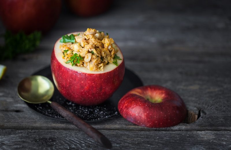 Stuffed Red Apples with Smoky Chickpea Salad